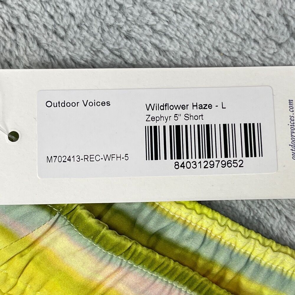 Outdoor Voices Shorts Mens Large Yellow Wildflower Haze Zephyr 5" Short Striped - Picture 7 of 12